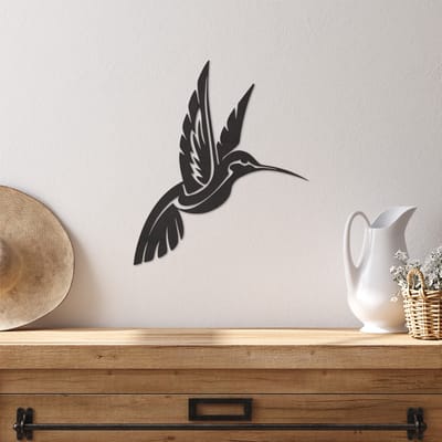 Wanddecoratie Kolibrie - Muurdecoratie Vogel - Muurdecoratie Hout - Wanddecoratie Hout - Muurdecoratie Woonkamer - Wanddecoratie Woonkamer - Wanddecoratie Industrieel - Wanddecoratie Dieren - Home Decor - Wall Line Art - 34 x 29 cm