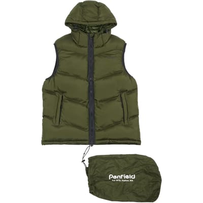 Gewatteerd vest met capuchon en hoek Penfield Hudson script quilt ripstop