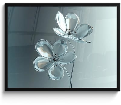 Poster in lijst - Fotolijst 70x50 cm - Posters - Kristal - Bloemen - Grijs - Posterlijst zwart - Decoratie - Wanddecoratie woonkamer - Muurdecoratie slaapkamer