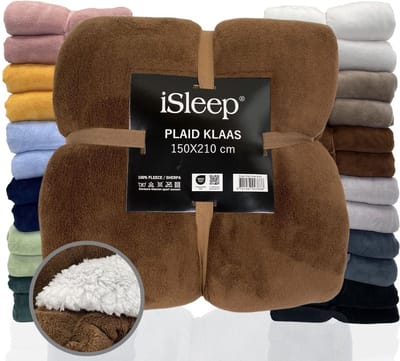 iSleep Plaid Klaas - Heerlijk Zacht - Fleece Deken - Extra Lang - 150x210 cm - Bruin