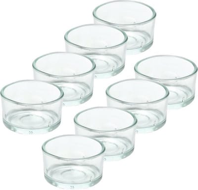 Trend Candles theelichthouder - 8x - glas - transparant - 4x3 cm - waxinelicht