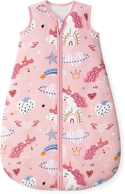Mouwloze Sandwich-katoenen slaapzak 2.5 voor kinderen in roze eenhoorn design - Perfect voor comfortabele nachten