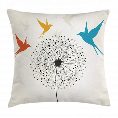 ABAKUHAUS – Kussenhoes 40x40 cm – Paardenbloem & Zwaluwen – Multicolor