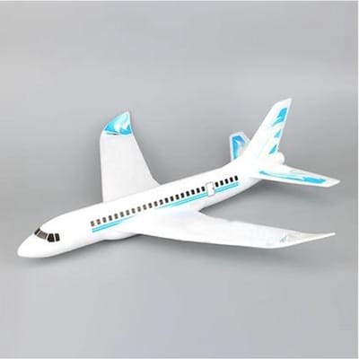 Jouet d'extérieur Avion en Mousse Lancer à la Main Modèle Enfant Planeur Modèle d'Avion Assemblage Avion de Ligne Lumière Tournoyante bleu