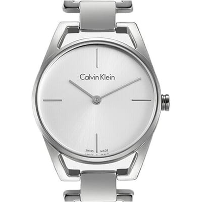 Montre Calvin Klein Ck Quartz Série Élégante Mouvement Quartz Bracelet en Acier Inoxydable Cadran Argenté Montres pour Femmes K7L23146 Silver white