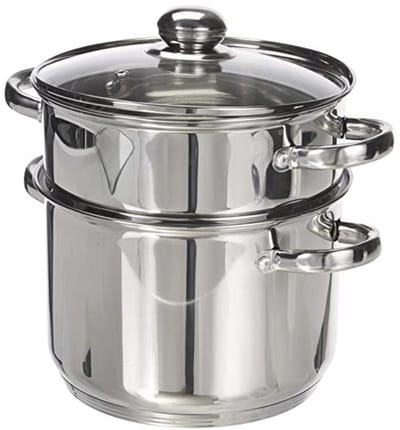 Couscouspan/Stoompan 3-in-1 - 22 cm, 6 Liter Roestvrij Staal - Voor Inductie en Alle Warmtebronnen