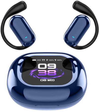 De Beste Gadgets Draadloze Oordopjes – Bluetooth 5.4 – Open Ear Sport Earbuds – 70 Uur Batterij – Waterbestendig IPX5 – Met Touchscreen Case