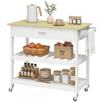 HOMCOM Keukenwagen-MDF-108,8L x 51B x 92,5H cm-Wit