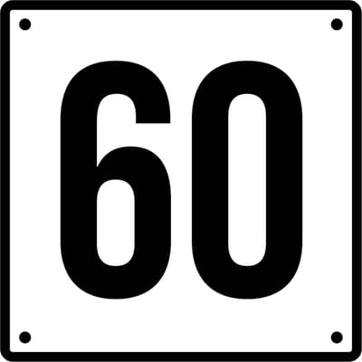 Huisnummerbord 60 - Incl. Schroeven en Pluggen – Acrylaat - 10 x 10 cm - Wit met Zwart