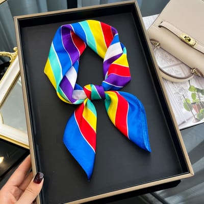 Luxe Vierkante Zijden Sjaal Voor Vrouwen Hijab Haarbanden Neckerchief Vrouwelijke Satijnen Sjaal Lint Hoofdband Mode Sjaals Bandana blue