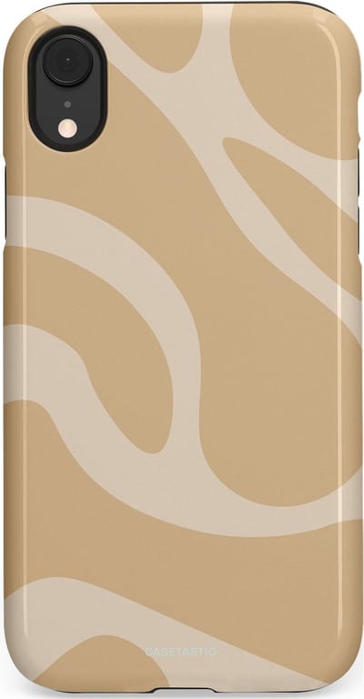 Casetastic hoesje geschikt voor Apple iPhone XR - Dubbellaagse bescherming - Aesthetic Beige Wave Clean Girl - Fashion Case - Beige