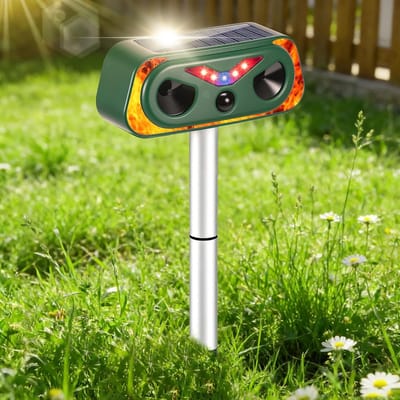 Ultrasoon kattenafweermiddel op zonne-energie met PIR-sensor, waterdicht en oplaadbaar, effectief tegen katten, vogels en duiven in de tuin