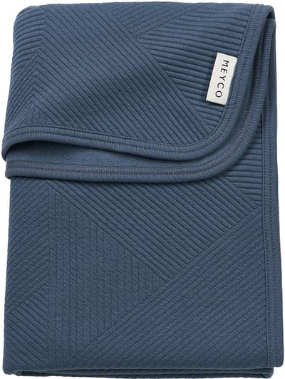 Meyco Baby Jacquard Ledikant Deken - Flannel - Indigo - 100x150cm - 1.0 TOG