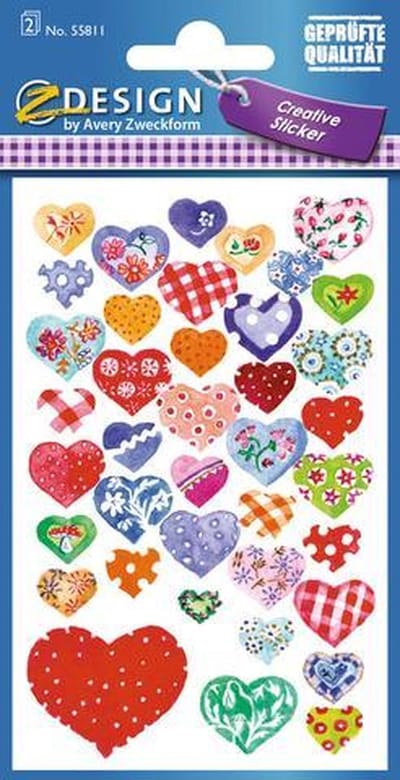 Avery Stickervel Hartjes Junior 7,6 X 12 Cm