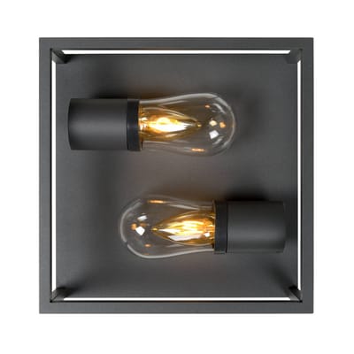 Lucide CARLYN - Plafonnière (Plafondlamp) Badkamer - 2xE14 - IP54 - Zwart
