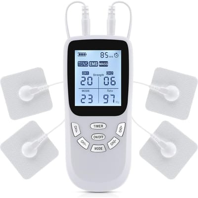 36 Modes Stimulateur Musculaire TENS EMS Appareil de Physiothérapie pour Soulagement de la Douleur Masseur Acupuncture Thérapie par Impulsions Électriques white