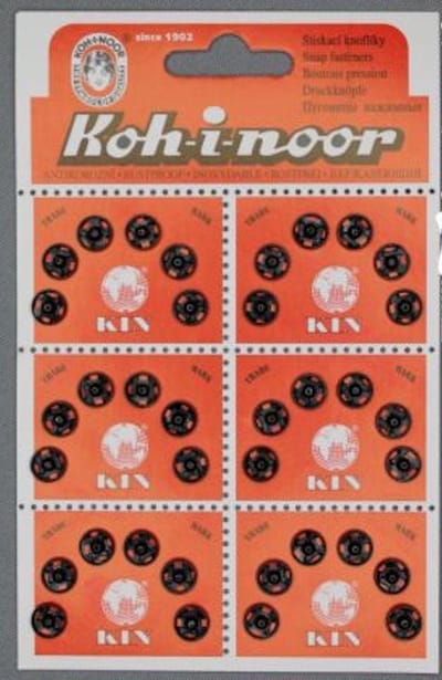 Koh-i-noor roestvrijstalen zwarte drukknopen No0 - 7 mm - zwart - aannaaibare drukkers - 36 stuks op kaart