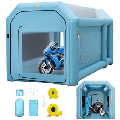 VEVOR Tunneltenten Opblaasbare Spuitcabine 4x2,5x2,5 m Werktent 210D Oxford-stof en PVC Lakcabine met Opblaasventilator en Ventilatieventilator voor het Schilderen van Auto-onderdelen, Kamperen