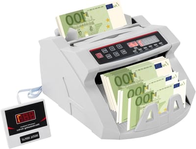 Geldtelmachine Valsemgelddetector - Bankbiljettenteller - Geld Verwerken - UV MG IR Detectie - 900 Biljetten/Min - Wit