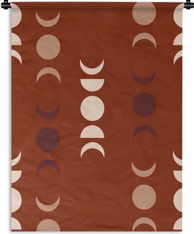 Wandkleed - Wanddoek - Maan - Rood - Patroon - 90x120 cm - Wandtapijt