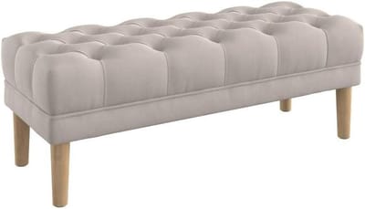 Ottoman met Knopen - Voetenbank Stof - Zitten en Ontspannen - Vlekbestendig Stof - 120 cm Breed - Grijs