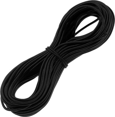 Elastische draad, 3 mm x 20 m, zwart elastiek, elastisch nylon koord voor doe-het-zelf sieraden maken, waslijnen, kamperen, schommels, hangers, schoenveters