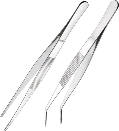 Precisie Pincetten - Lange Pincet - Kleine Onderdelen Pakken - Antislip Grip - 16 cm - Zilver