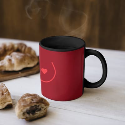 Magische Mok - Foto op Warmte Mokken - Koffiemok - Minimalistisch - Lijnillustratie - Rood - Magic Mok - Beker - 350 ML - Theemok