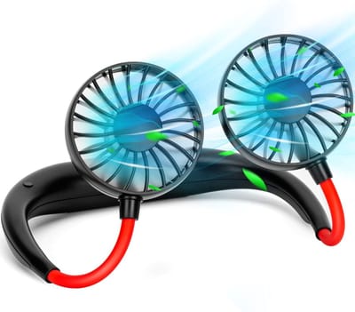 Draagbare Oplaadbare Nekventilator - Draagbare Persoonlijke Koelventilator voor Mannen en Vrouwen - USB Oplaadbaar - Geschikt voor Reizen en Buitensport - rood