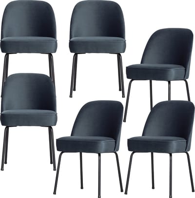 WOOOD Vogue Eetkamerstoelen - Fluweel - Teal - Set van 6