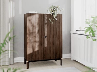 Wandkast Donkerbruin Eikenhout - 90x46x130cm - Arun - Giga Living