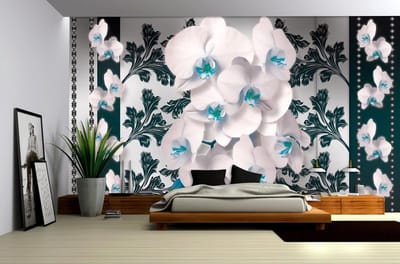 Flowers Floral Orchids Pattern Photo Wallcovering