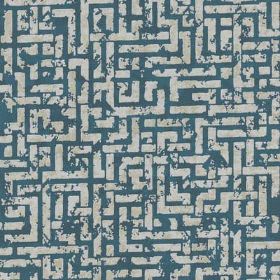 Grafisch behang Profhome 386953-GU vliesbehang gestructureerd met geometrische vormen glinsterend turkoois goud petrol zilver 5,33 m2