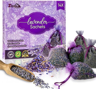 Solidchoice - Gedroogde Lavendelzakjes voor Natuurlijke Geurverfrissing, Set van 14