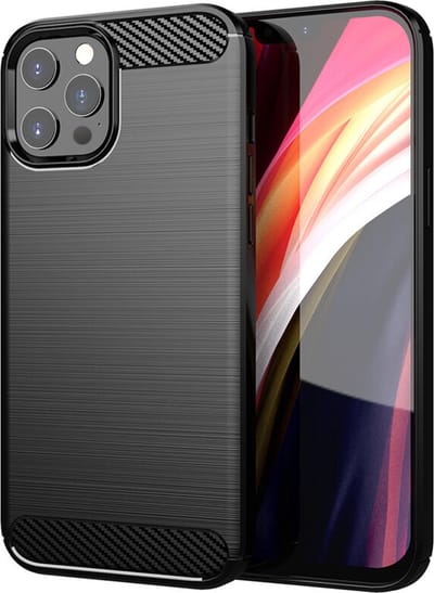 Hoesje geschikt voor Apple iPhone 14 Pro - Techsuit Carbon Silicone Back Cover - Zwart