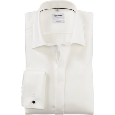 OLYMP Level 5 body fit overhemd - twill - lichtbeige - Strijkvriendelijk - Boordmaat: 40 (EU maat: M)