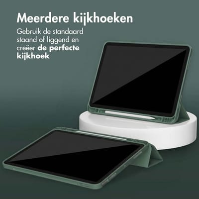 Accezz Tablet Hoes - Geschikt voor Apple iPad Air 5 (2022) / Air 4 (2020) / Air 11 inch (2026) M4 / Air 11 inch (2025) M3 / Air 11 inch (2024) M2 - Smart Silicone Bookcase - Donkergroen