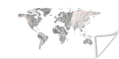 Poster 150x75 cm - Wereldkaart - Abstract - Design - Posters - Kamer decoratie - Wanddecoratie woonkamer - Muurdecoratie slaapkamer