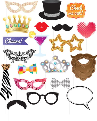 Henbrandt foto props - 40x - feest/verjaardag thema - fotobooth