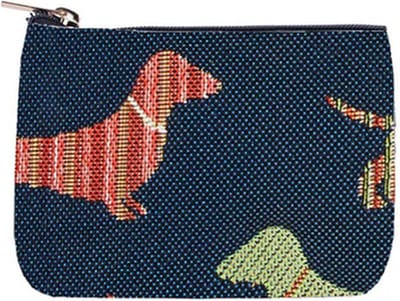 Ritsportemonnee - luxe gobelinstof - Dachshund - Teckel - Hond - Honden - Donker blauw