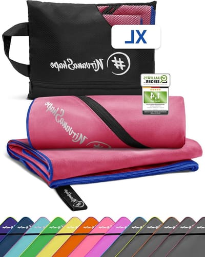 Microvezel Handdoek - Reishanddoek Strandlaken - Sport Fitness Reizen - Sneldrogend Lichtgewicht - XL 200x100cm - Koraalrood Blauw
