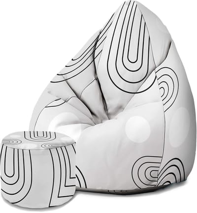 DreamRoots Velvet Zitzak voor Volwassenen – Luxe Beanbag met Voetsteun en Afneembare Hoes – Inclusief Vulling – 80x80x120 cm - Scandimavian Abstract