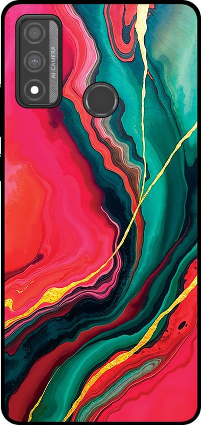 Smartphonica Telefoonhoesje Geschikt voor Huawei P Smart (2020) met Rood Groen Marmer Opdruk - TPU Backcover Case Red Green Marble Design geschikt voor Huawei P Smart (2020)