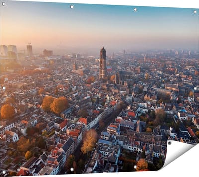 Gards Tuinposter Utrecht vanuit de Lucht - 120x90 cm - Tuindoek - Tuindecoratie - Wanddecoratie buiten - Tuinschilderij