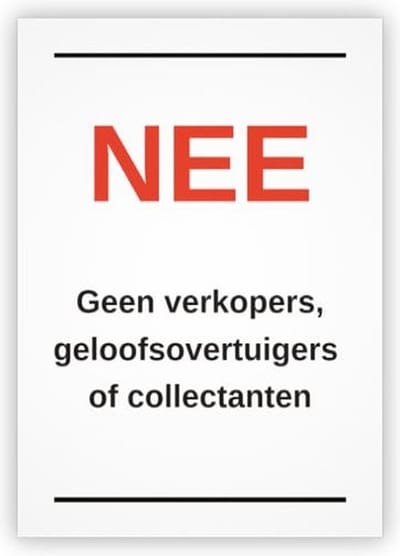Sticker geen deurverkoop transparant - geen verkopers, geloofsovertuigers of collectanten - deursticker geen deur aan deur verkoop -geen colportage sticker