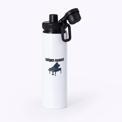 Hacebo® - piano met eigen naam waterfles met draaidop zwart - Piano - muziek liefhebbers - iemand die houdt van piano spelen - verjaardag - cadeau - kado - water fles - 850ML
