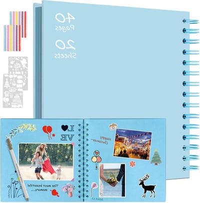 DIY Spiral Album 21 x 21 cm met 40 Pagina's voor Foto's, Scrapbooking en Creatieve Cadeaus voor Baby, Verjaardag en Kerstmis