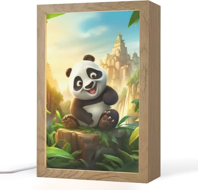 Nachtlampje 20x30 cm - Kinder lampje - Panda - Wilde dieren - Jungle - Jongens - Kinderen - Tafellamp kinderkamer - Slaapkamer lamp - Bedlamp kinderen - Kinderlampje stopcontact - Wandlamp babykamer - Nachtlampjes