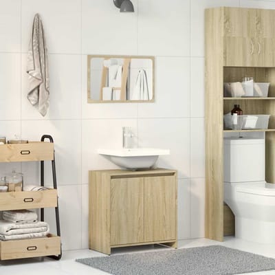vidaXL - 2-delige - Badkamermeubelset - bewerkt - hout - sonoma - eikenkleurig