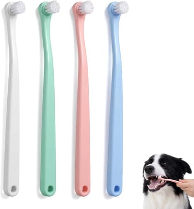 Hondentandenborstel set van 4, ideale tandenreiniging voor puppy's en kleine honden, effectief voor tandverzorging en mondhygiëne